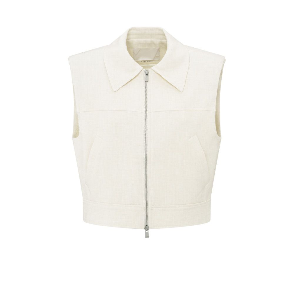 YaYa Cropped sleeveless jacket SUMMER SAND MELANGE 02-001048-504