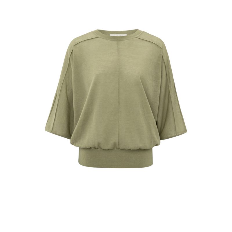 YaYa Transparent batwing sweater SOFT GREEN 01-000469-504