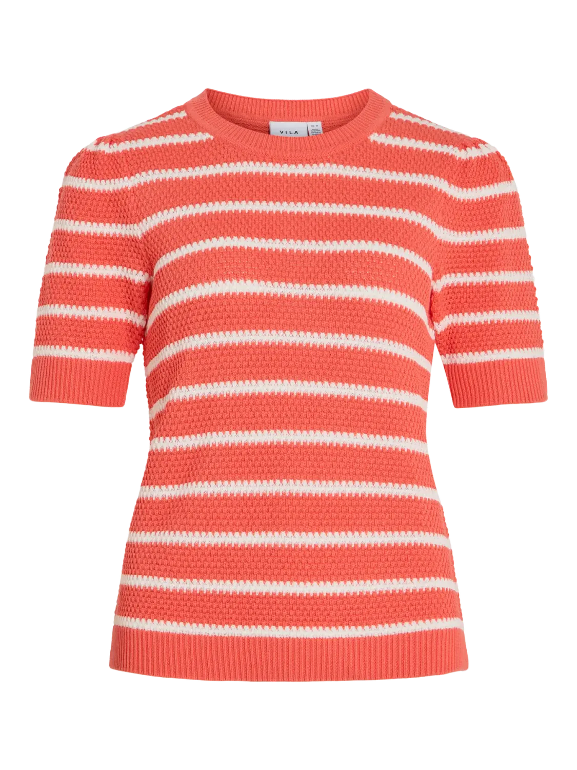 Vila VIDALO O-NECK S/S STRIPE KNIT-NOOS Dubarry/WHITE ALYSSU 14106601