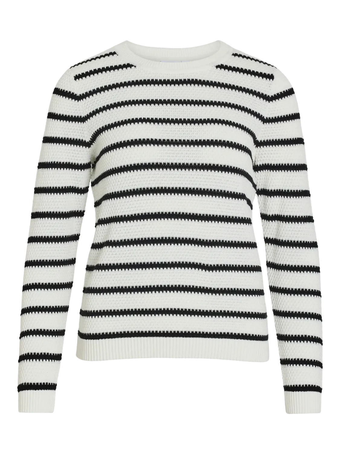 Vila VIDALO O-NECK L/S STRIPE KNIT TOP- : White Alyssum/BLACK 14101685