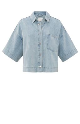 YaYa Oversized cropped denim jacket LIGHT DENIM 02-001053-504