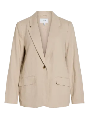 Vila VIJOLANDA L/S LINEN BLEND BLAZER - : Feather Gray 14089677