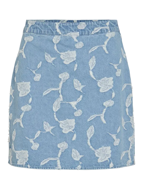 Vila VIIANAIS HW JACQUARD SHORT DENIM SK: Light Blue Denim/JAC 14105523