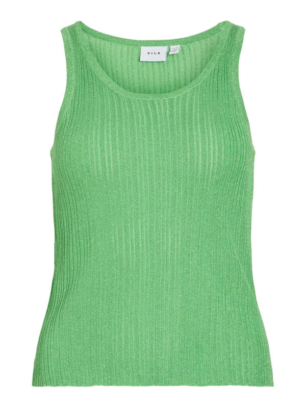 Vila VIFAME S/L RIB GLITTER KNIT TOP/BFS Summer Green/DTM GLI 14107022