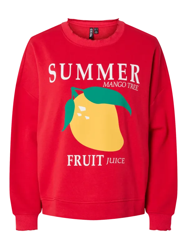 Pieces PCMALIAH LS PRINT SWEAT BC True Red/Mango 17147858