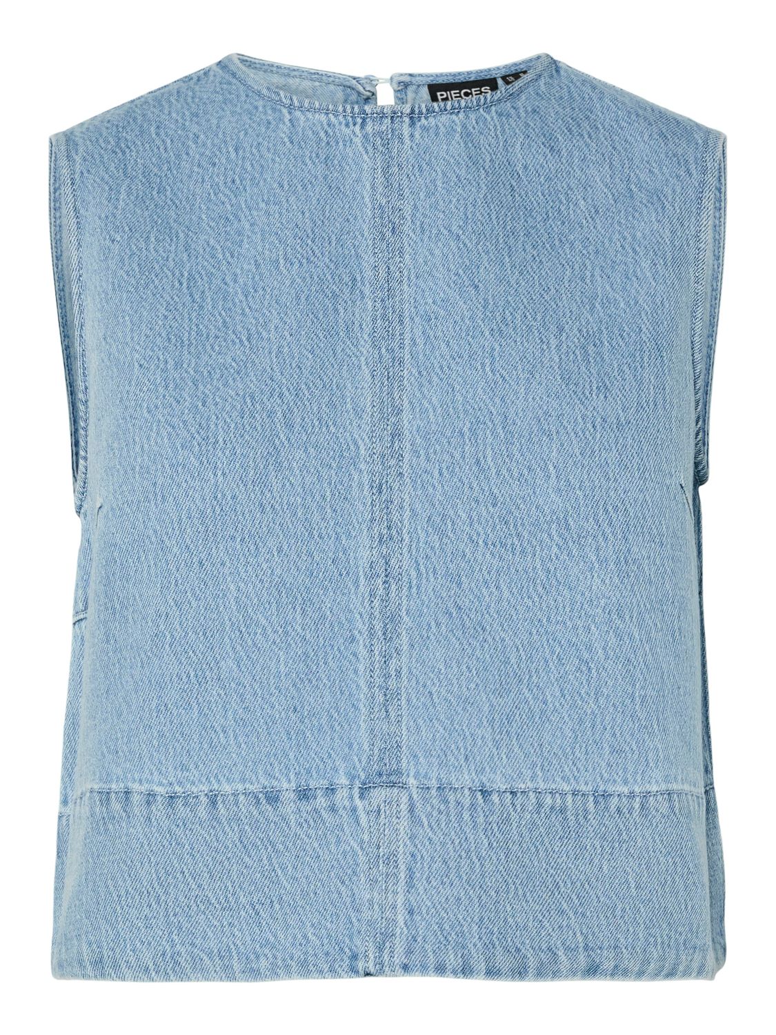 Pieces PCFLORA SL DENIM TOP Light Blue Denim 17158369