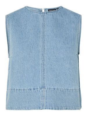 Pieces PCFLORA SL DENIM TOP Light Blue Denim 17158369