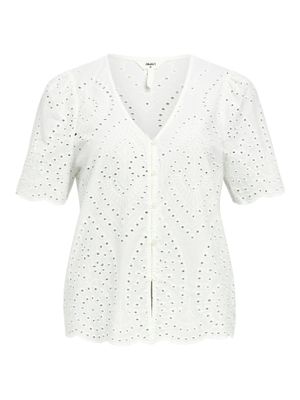 Object OBJBITTEN S/S RE V-NECK TOP DIV Cloud Dancer 23046824