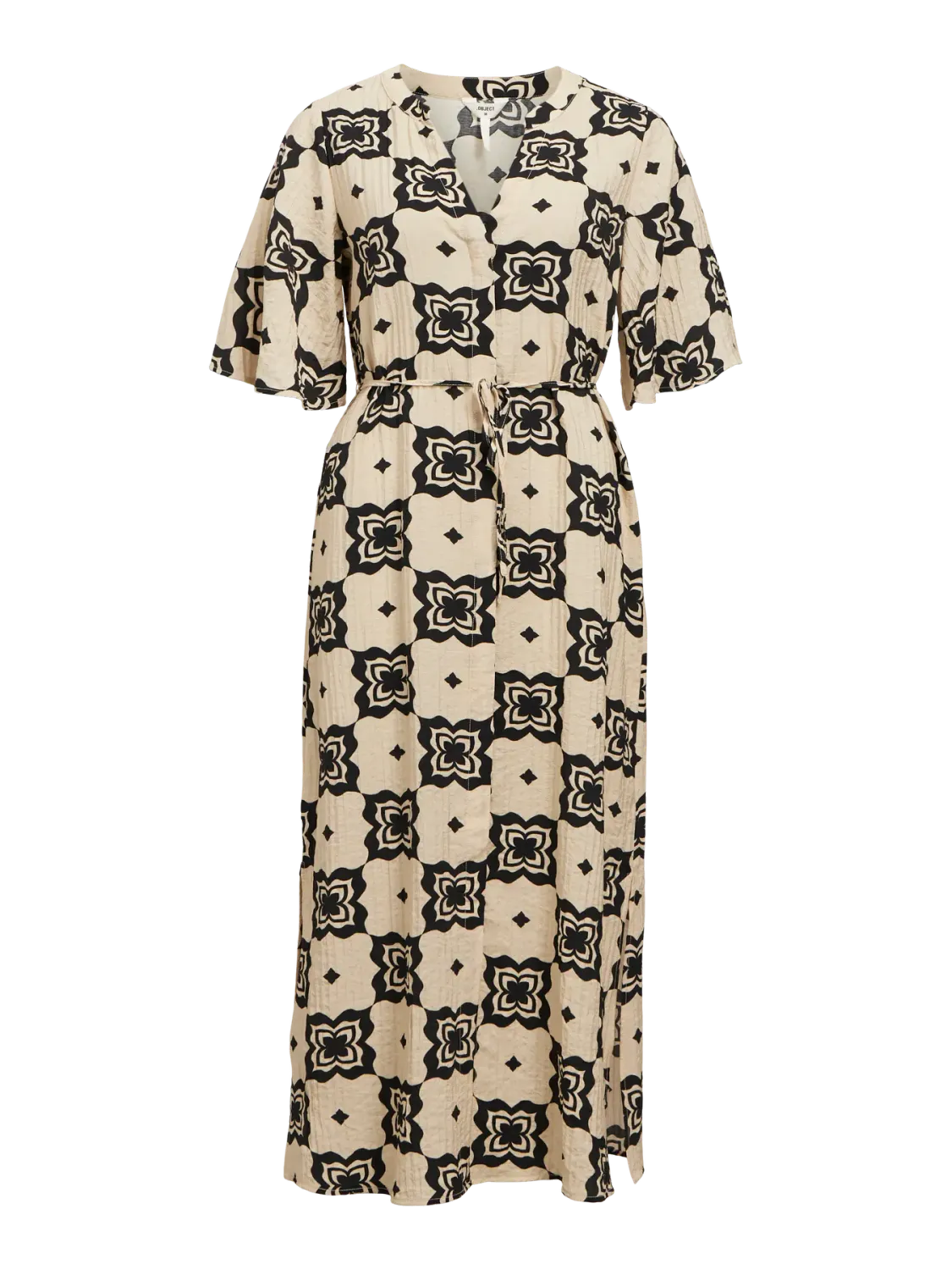 Object OBJELLA RE 2/4 MIDI DRESS 138 Sandshell/Black col 23046477