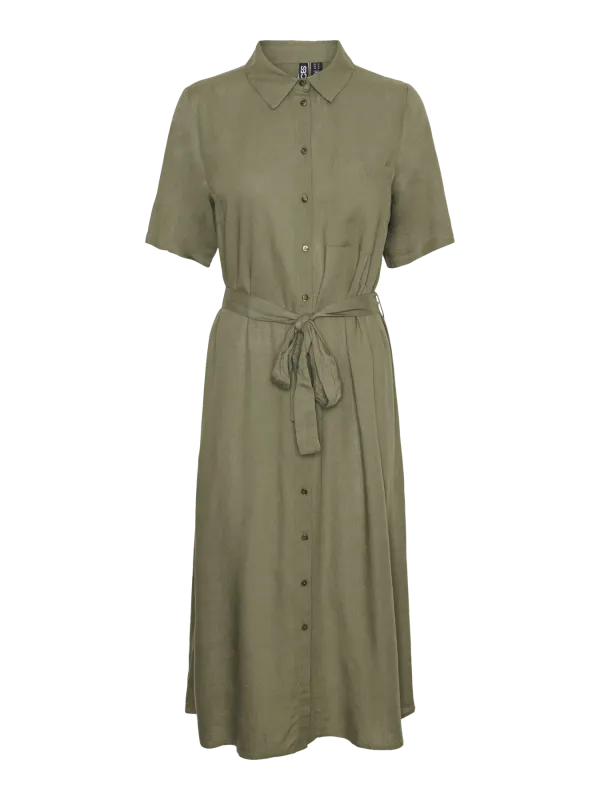 Pieces PCPIA 2/4 MIDI SHIRT DRESS WVN NOOS Deep Lichen Green 17152063