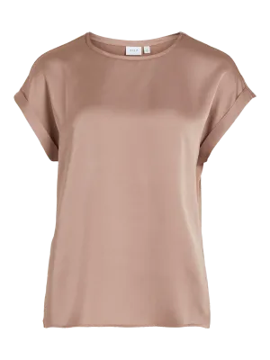 Vila VIELLETTE S/S SATIN TOP - NOOS Portabella 14059563