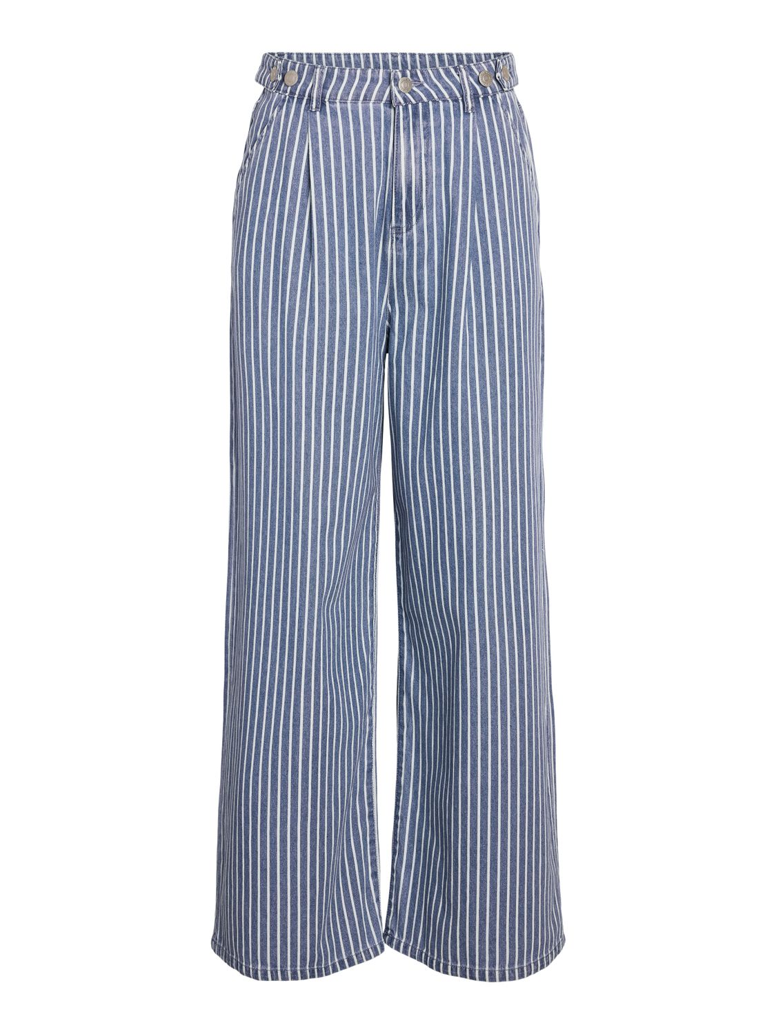Noisy May NMHERA HW WIDE LEG PINSTRIPED PANTS: Medium Blue Denim 27034099