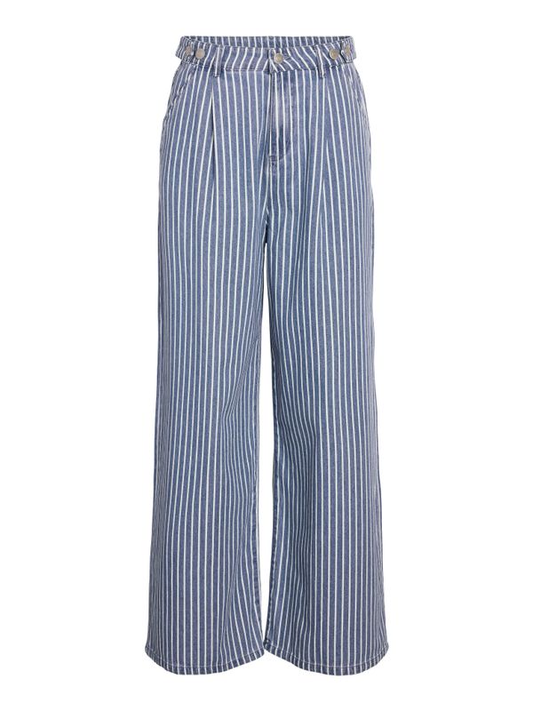 Noisy May NMHERA HW WIDE LEG PINSTRIPED PANTS: Medium Blue Denim 27034099