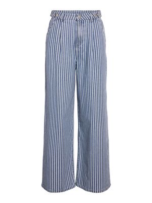 Noisy May NMHERA HW WIDE LEG PINSTRIPED PANTS: Medium Blue Denim 27034099