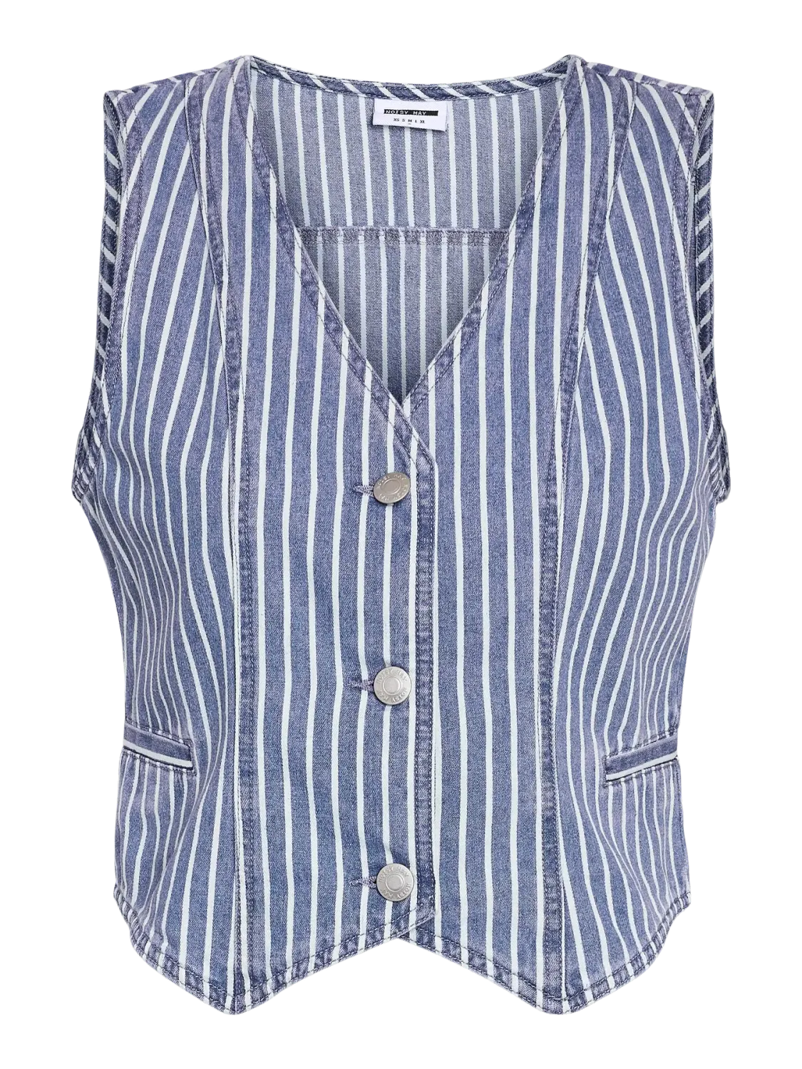 Noisy May NMHERA S/L SLIM PINSTRIPED VEST BS0: Medium Blue Denim 27034097
