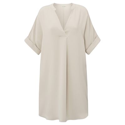 YaYa Folded short sleeve dress RAINY DAY BEIGE 01-601173-505