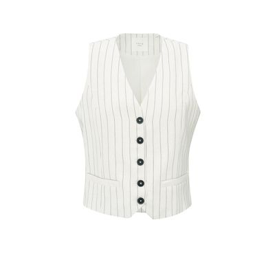YaYa Linen mix pinstripe gilet SAND LINEN BEIGE DES 01-521003-505