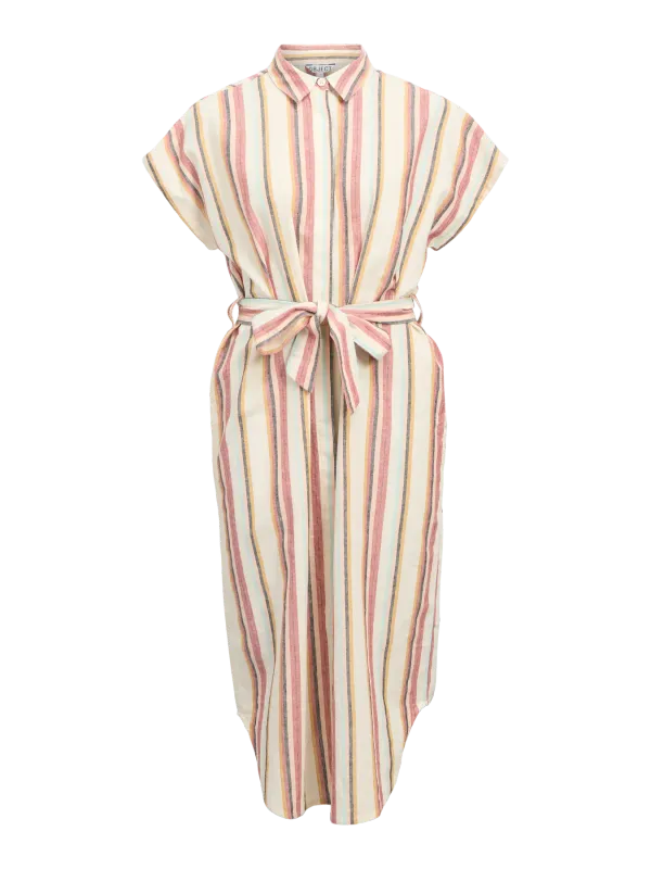 Object OBJKAREN S/S SHIRT DRESS 139 DIV Sandshell/Multi 23047548
