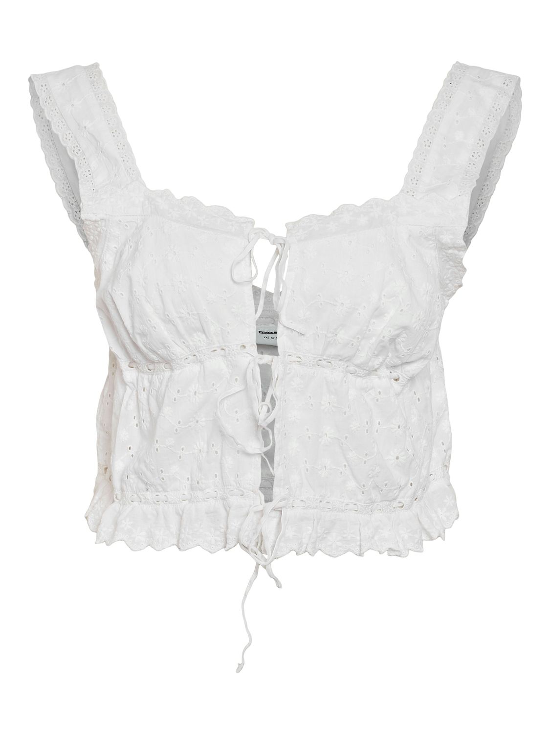 Noisy May NMSOMMER S/L CROPPED BRODERIE TOP W: Bright White 27033962