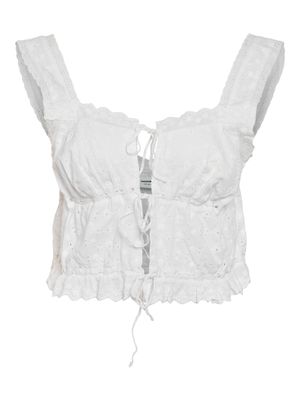 Noisy May NMSOMMER S/L CROPPED BRODERIE TOP W: Bright White 27033962