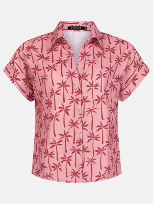 Ydence Blouse Tina Pink palms HSS2541