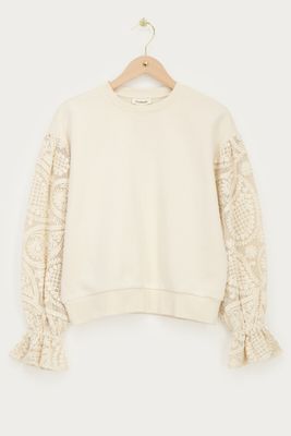 My Jewellery Sweater with crochet sleeves blauw MJ13756