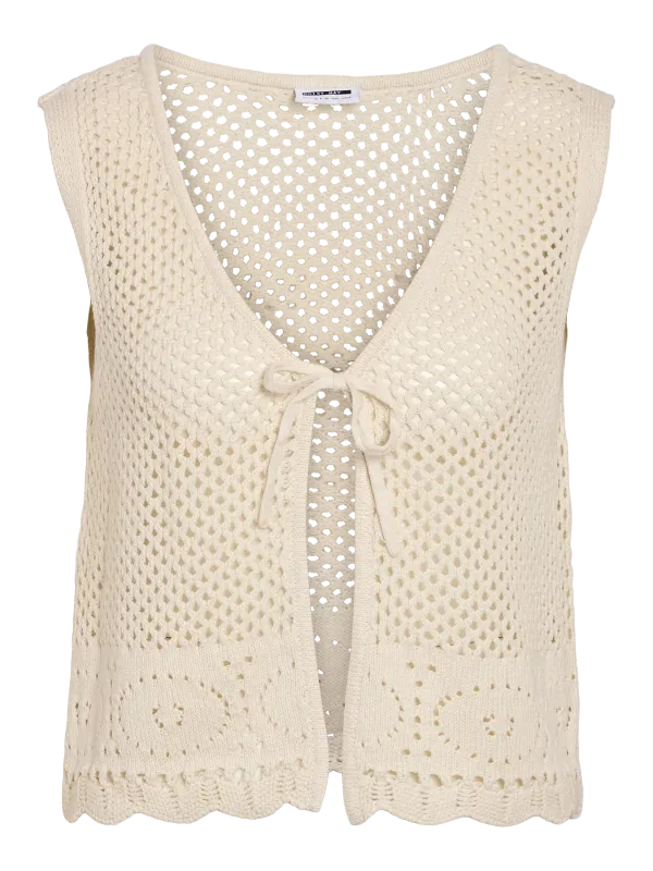 Noisy May NMCORA S/L V-NECK KNIT VEST Birch 27034414