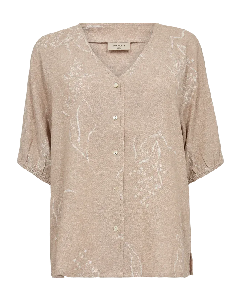 Freequent FQLALUNA-BLOUSE Sand Melange w Brilliant White 205896