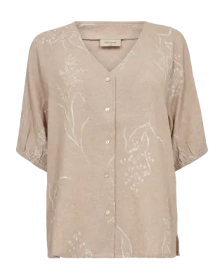 Freequent FQLALUNA-BLOUSE Sand Melange w Brilliant White 205896