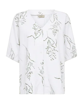 Freequent FQLALUNA-BLOUSE Brilliant White w Deep L Green 205896