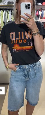 Noisy May NMBOHDI GABY S/S WASHED T-SHIRT JRS: Obsidian/DESERT 27030135