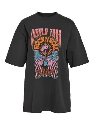 Noisy May NMKOKOON S/S PRINTED T-SHIRT JRS Obsidian/BONBON 27034437