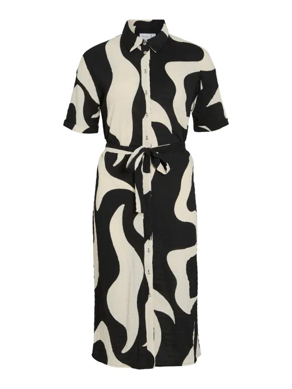 Vila VIZEYA ZERA 2/4 MIDI SHIRT DRESS/DF: Black Beauty/ZERA BIRCH 14107001