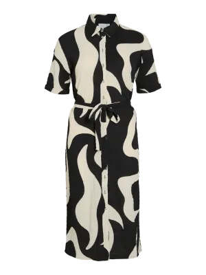 Vila VIZEYA ZERA 2/4 MIDI SHIRT DRESS/DF: Black Beauty/ZERA BIRCH 14107001