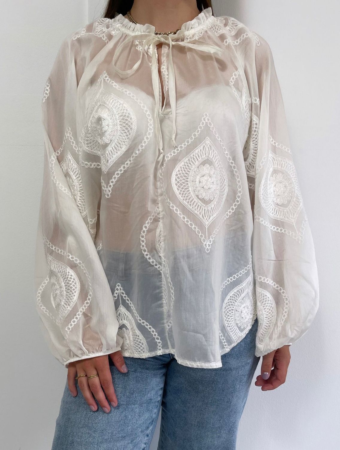 Ambika blouse print creme R01796