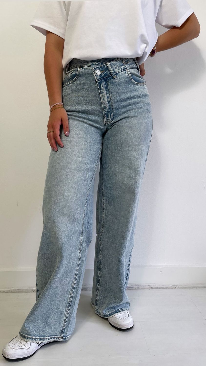 Sophie & Me jeans schuine knoop light blue W3801-k