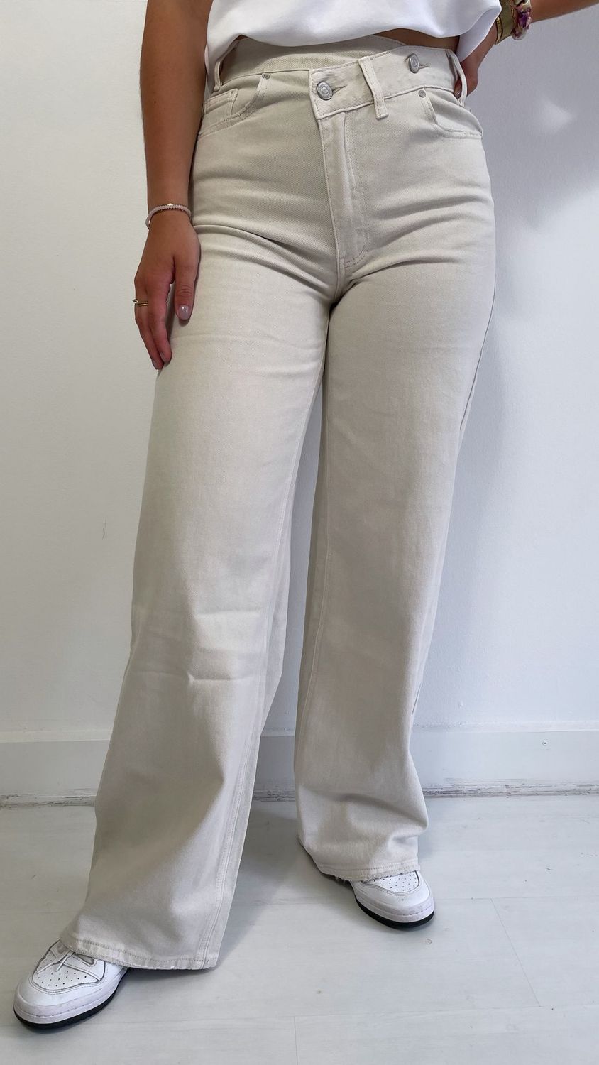 Sophie & Me jeans schuine knoop beige W3801-k