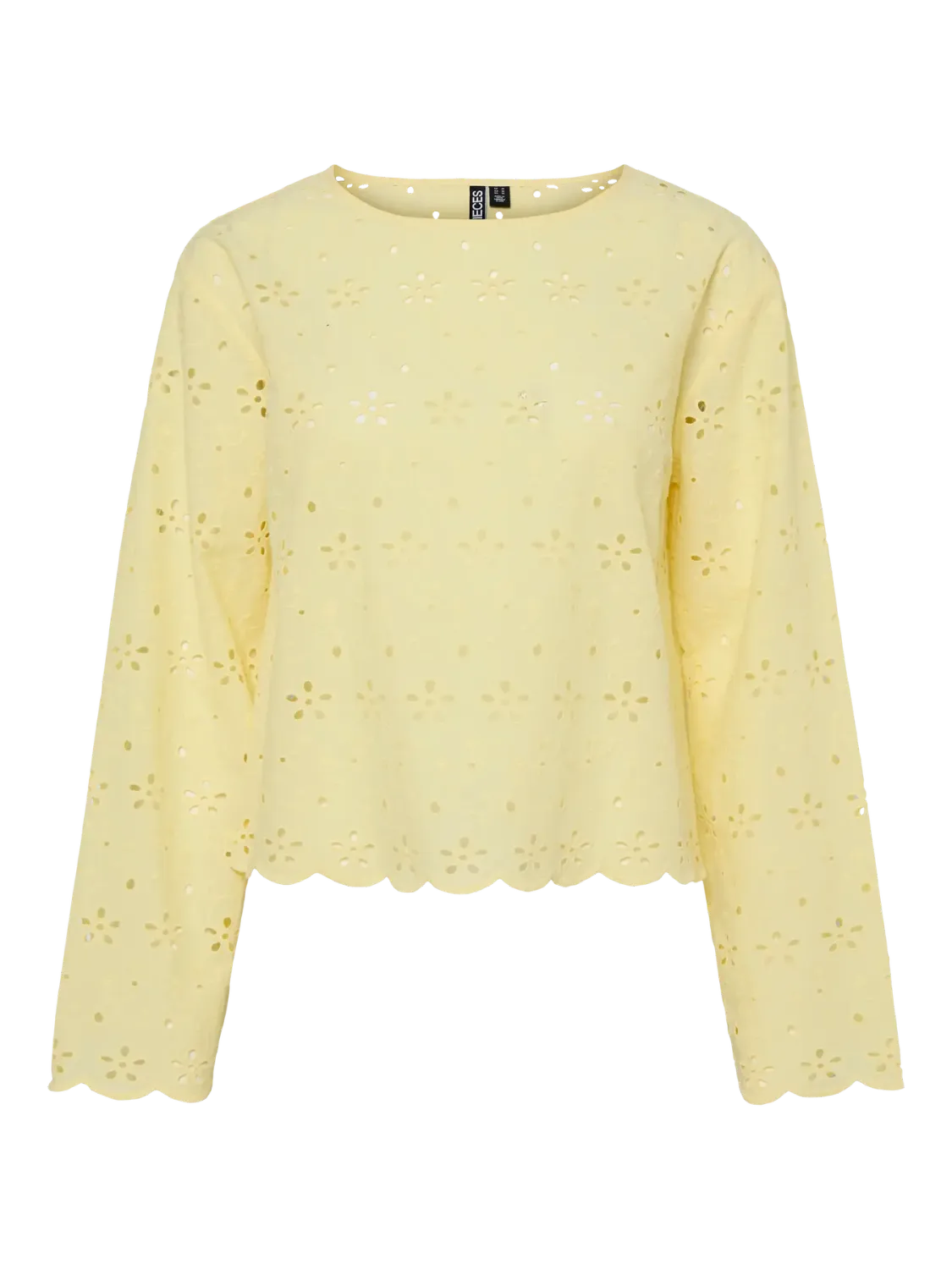 Pieces PCTARMORINE LS O-NECK TOP WVN Pale Banana 17157420