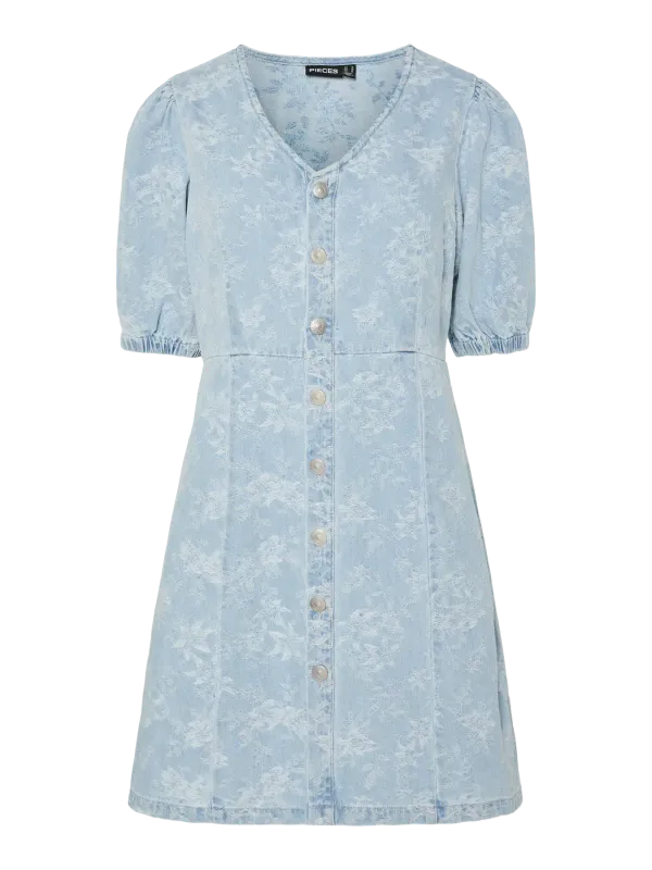 Pieces PCFELINE SS DENIM DRESS Light Blue Denim 17158465