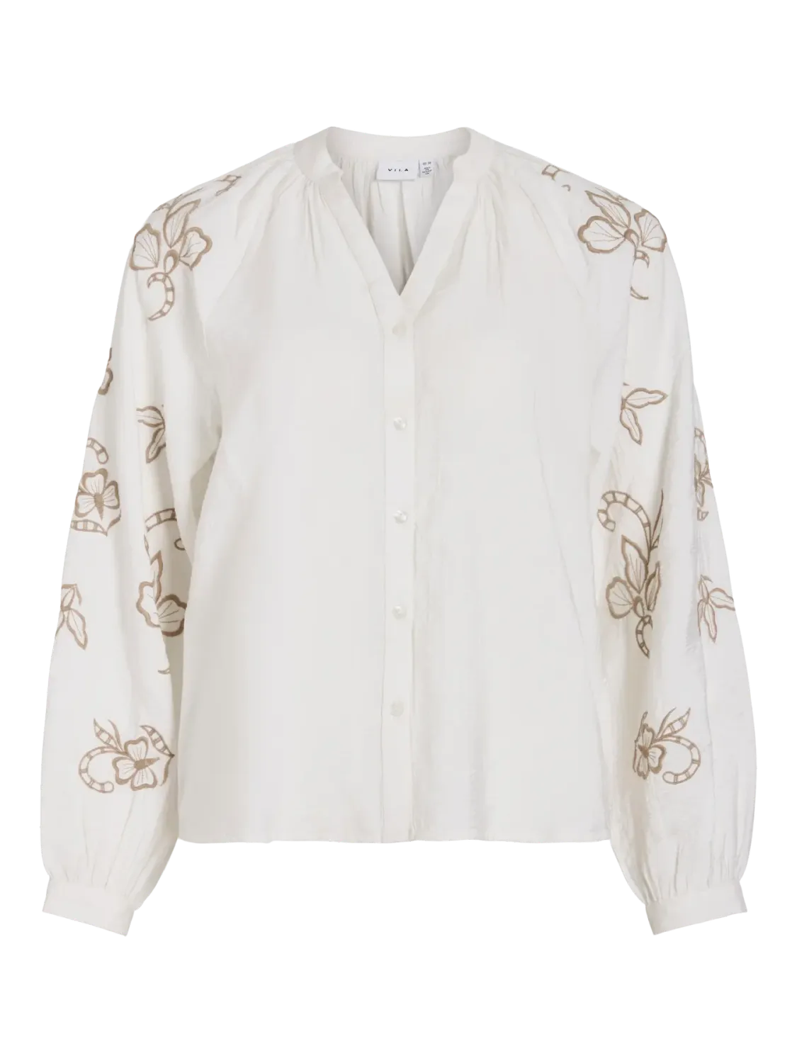 Vila VIBRIA V-NECK L/S TOP/LC Cloud Dancer/FEATHER 14110389