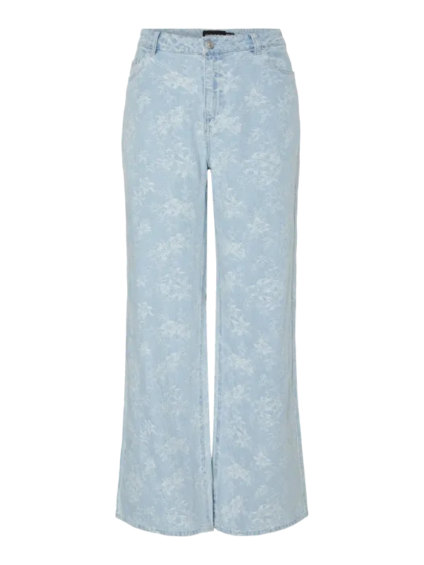Pieces PCFELINE MW WIDE DENIM JEANS Light Blue Denim 17158463