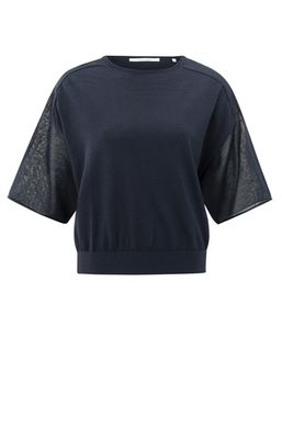 YaYa Boatneck sweater with transpar TOTAL ECLIPSE BLUE 01-000475-506
