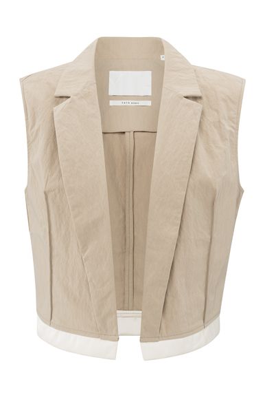YaYa Mouwloos katoenen gilet TWILL BEIGE 01-521001-503