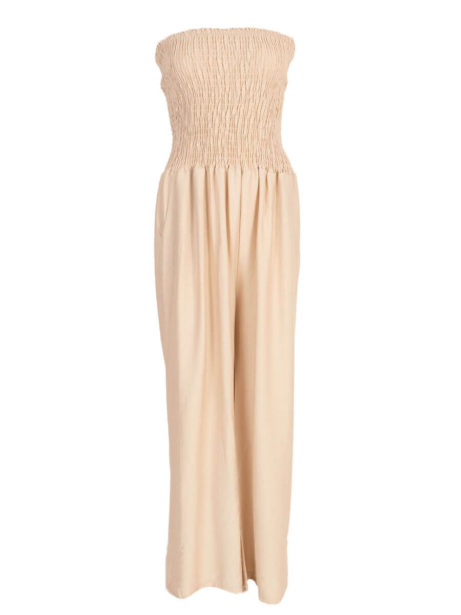 Azzurro jumpsuit strapless BEIGE A-7206