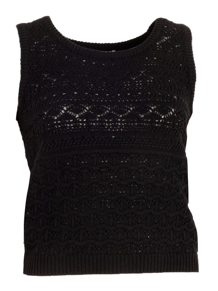 Azzurro gehaakte top zwart A-8208
