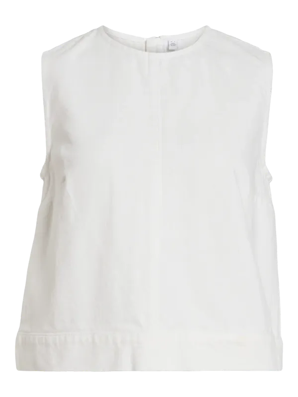 Vila VIPAL O-NECK S/S SHORT DENIM TOP WH: White Denim 14106812