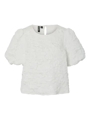 Pieces PCGRETCHEN SS O-NECK TOP WVN D2D PP Cloud Dancer 17163266