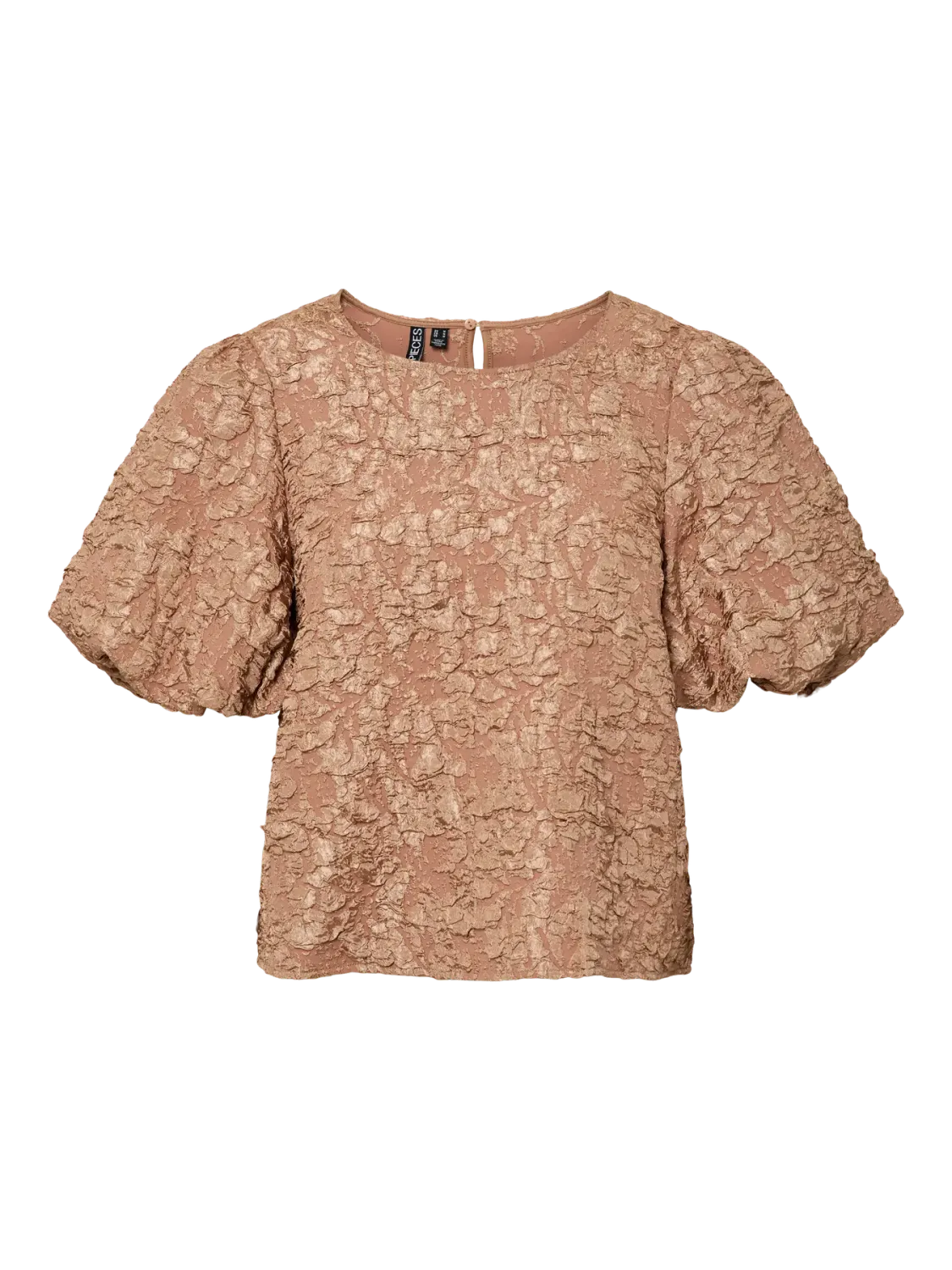 Pieces PCGRETCHEN SS O-NECK TOP WVN D2D PP Tawny Brown 17163266