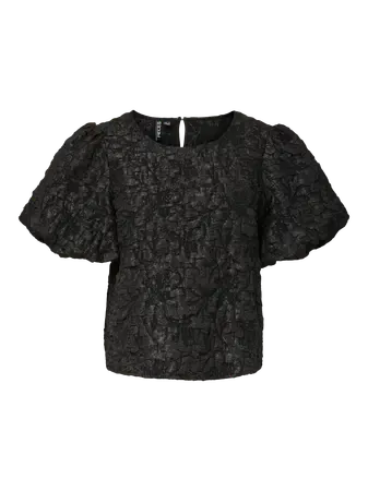 Pieces PCGRETCHEN SS O-NECK TOP WVN D2D PP Black 17163266