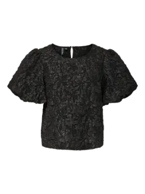 Pieces PCGRETCHEN SS O-NECK TOP WVN D2D PP Black 17163266